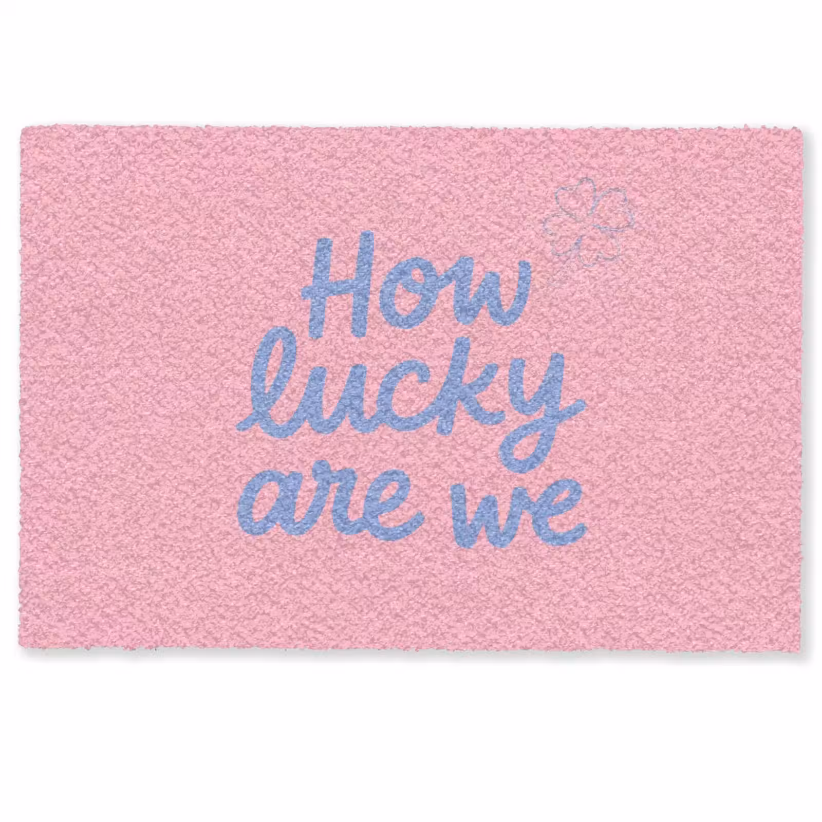 Deurmat - How lucky are we - Klavervier - Roze - Blauw — 1