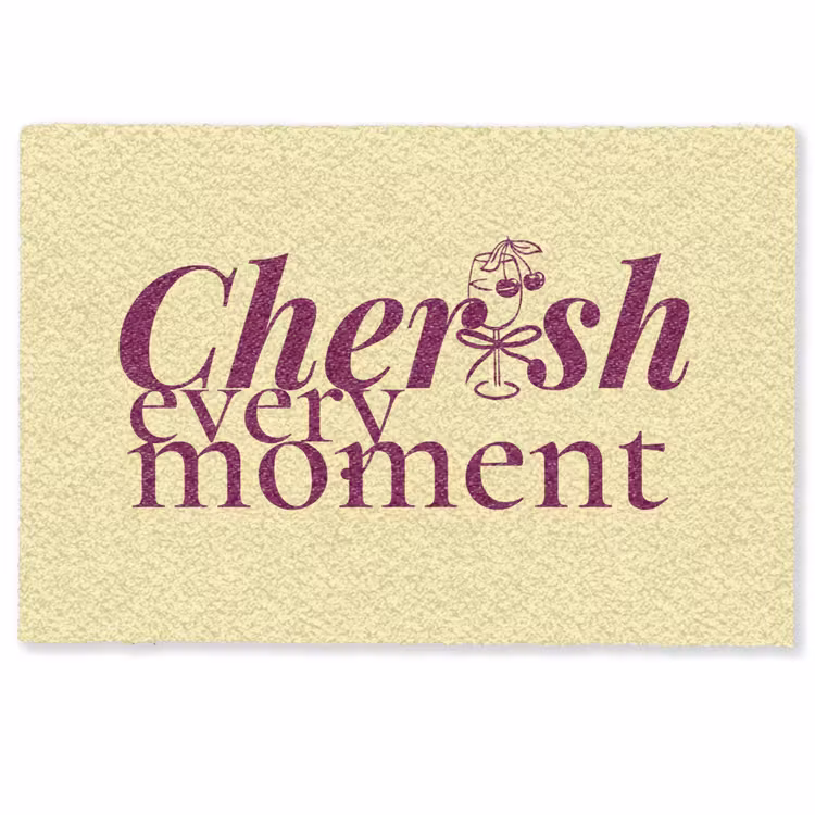 Deurmat - Cherish every moment - Cocktailglas - Geel — 1