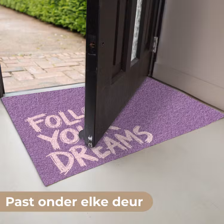 Deurmat - Follow your dreams - Paars - Penseeltextuur — 7