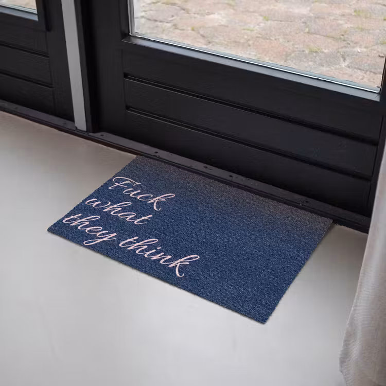 Deurmat - Fuck what they think - Blauw - Cursief — 2