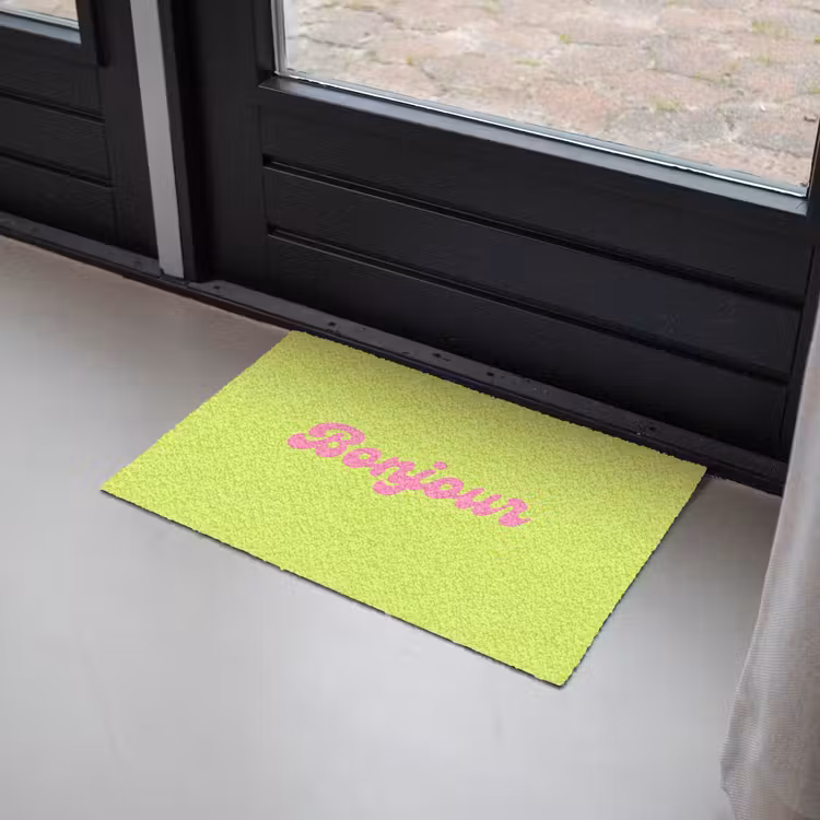 Deurmat - Groen - Roze bonjour - Retro — 2