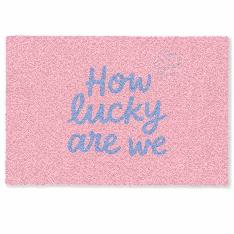 Deurmat - How lucky are we - Klavervier - Roze - Blauw — 1
