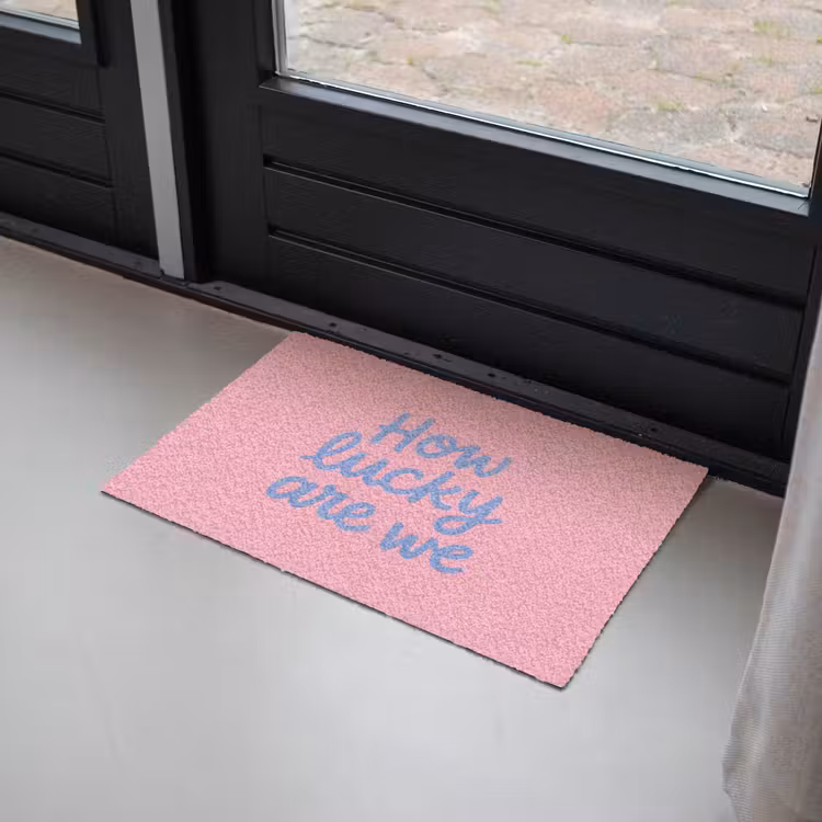 Deurmat - How lucky are we - Klavervier - Roze - Blauw — 2