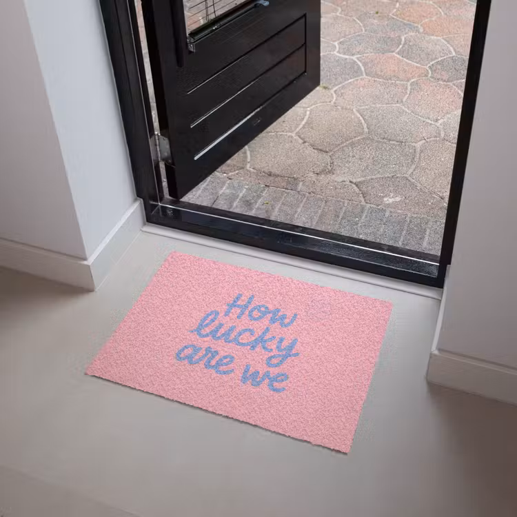 Deurmat - How lucky are we - Klavervier - Roze - Blauw — 4