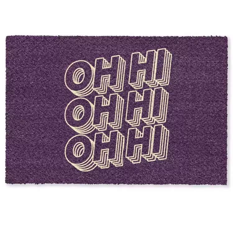 Deurmat - Oh hi - Paars - 3D — 1