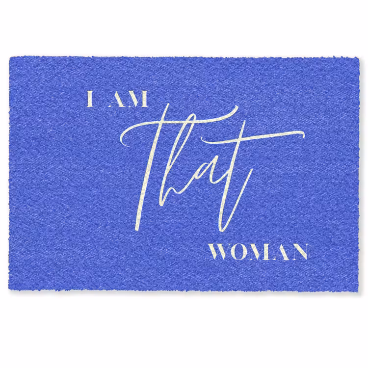 Deurmat - Blauw - I am that woman - Sierlijk - Minimalistisch — 1