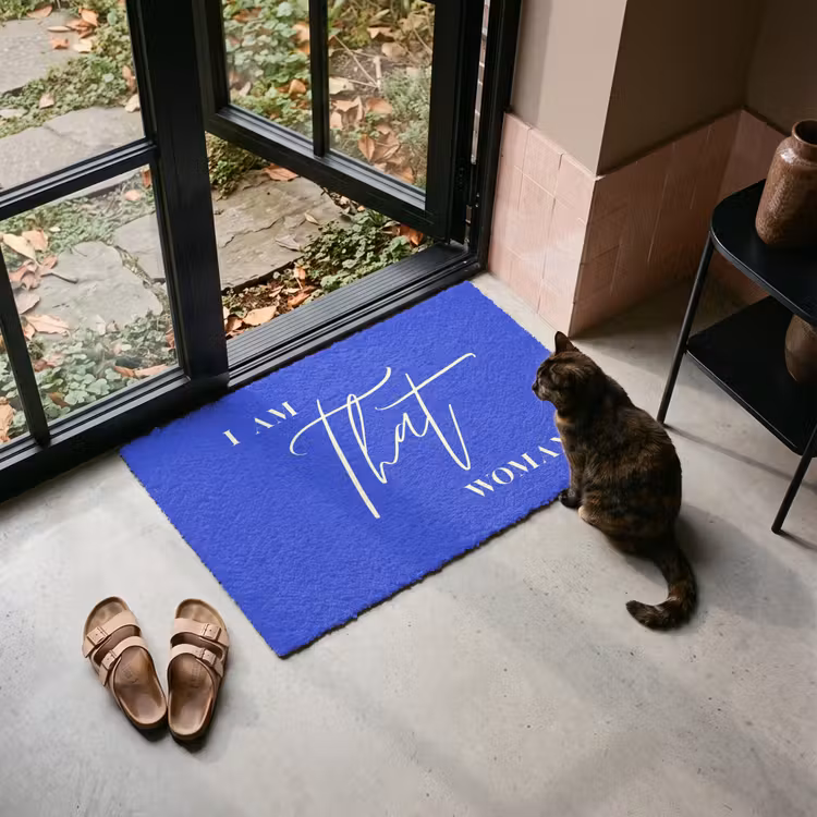 Deurmat - Blauw - I am that woman - Sierlijk - Minimalistisch — 2