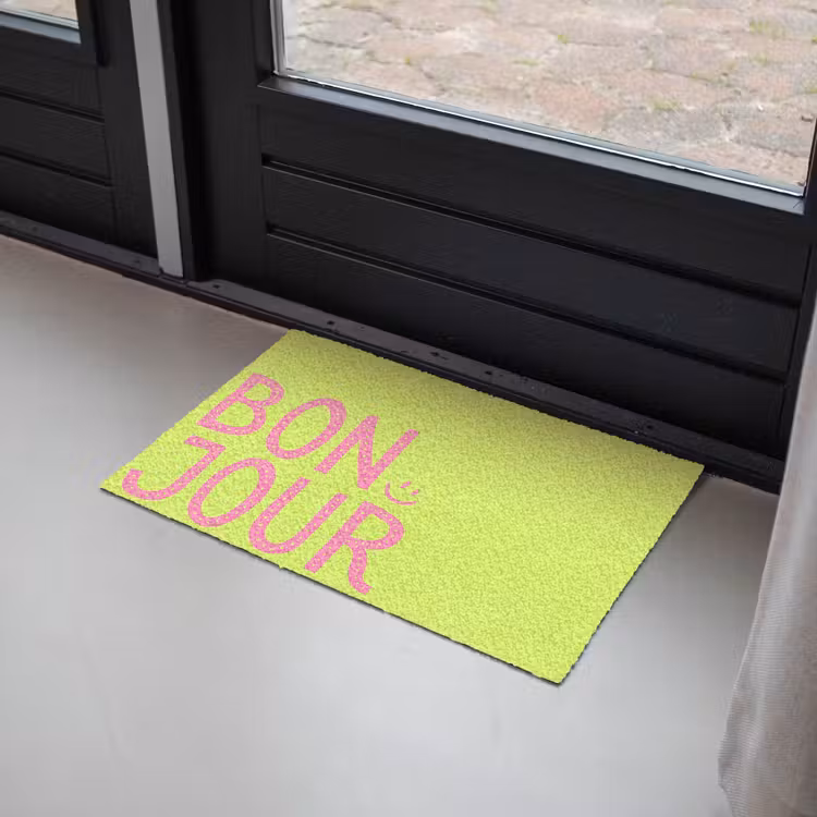Deurmat - Groen - Smiley - Bonjour - Roze — 2