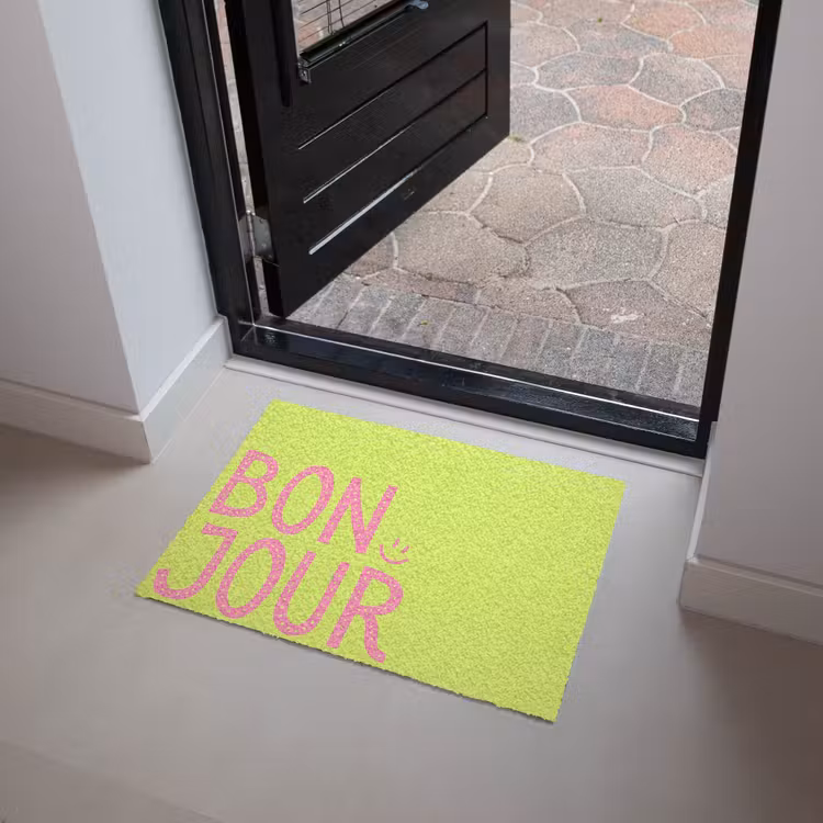 Deurmat - Groen - Smiley - Bonjour - Roze — 4
