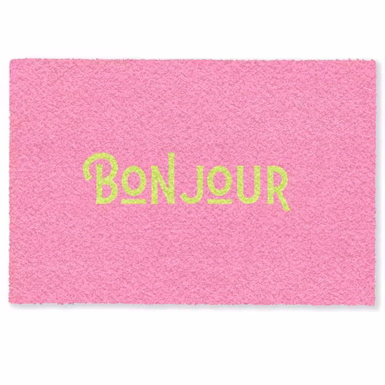 Deurmat - Roze - Groene Bonjour - art-deco — 1