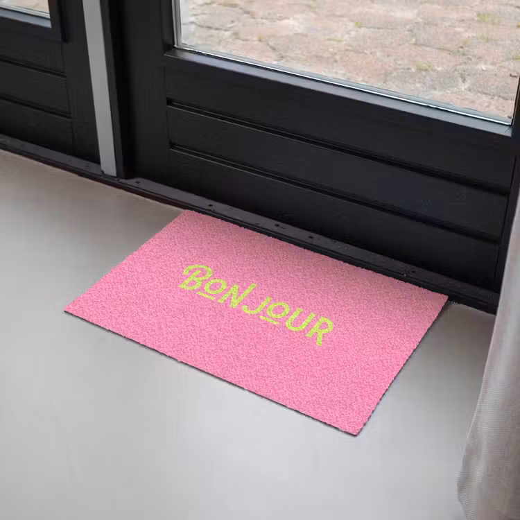 Deurmat - Roze - Groene Bonjour - art-deco — 2