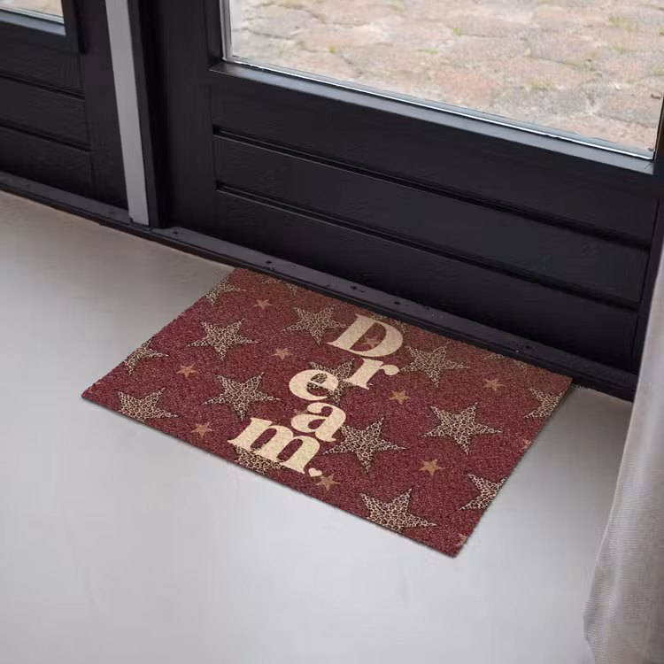 Deurmat - Sterren - Luipaardprint - Dream - Bordeaux — 2