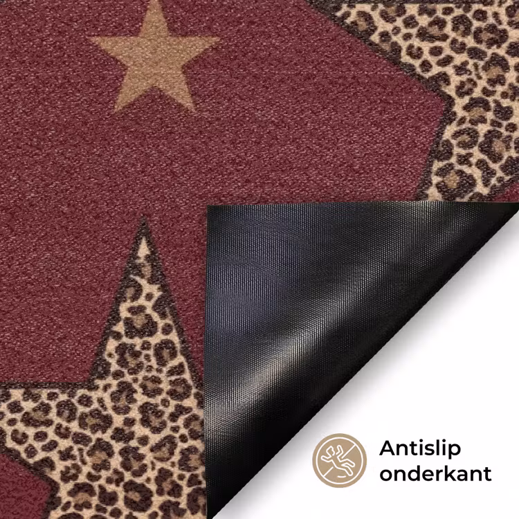 Deurmat - Sterren - Luipaardprint - Dream - Bordeaux — 6
