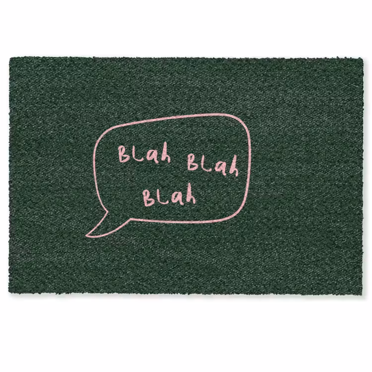 Deurmat - Tekstwolkje - Donkergroen - BLAH BLAH BLAH — 1