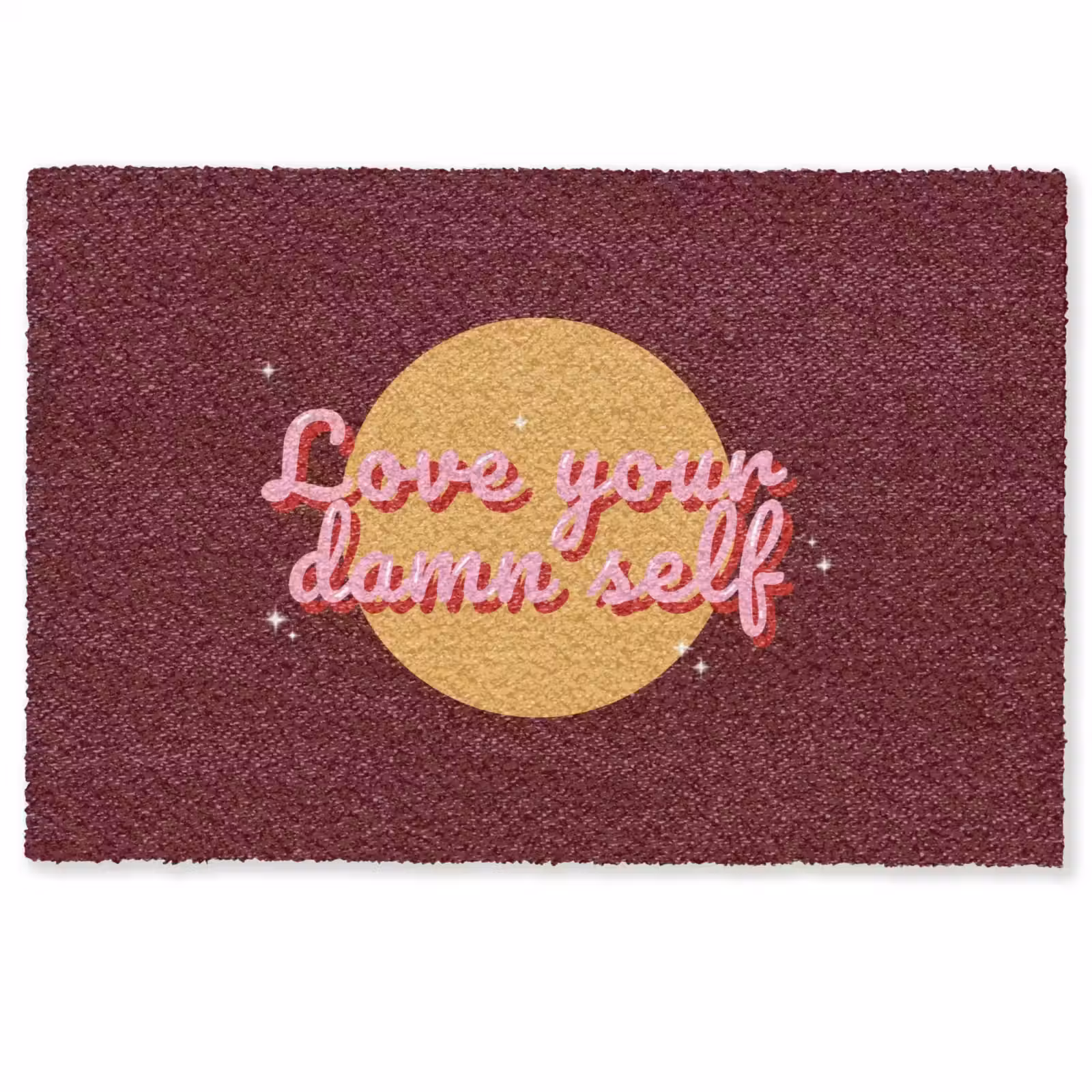 Deurmat - love your damn self - Cirkel - Glitter - Rood — 1