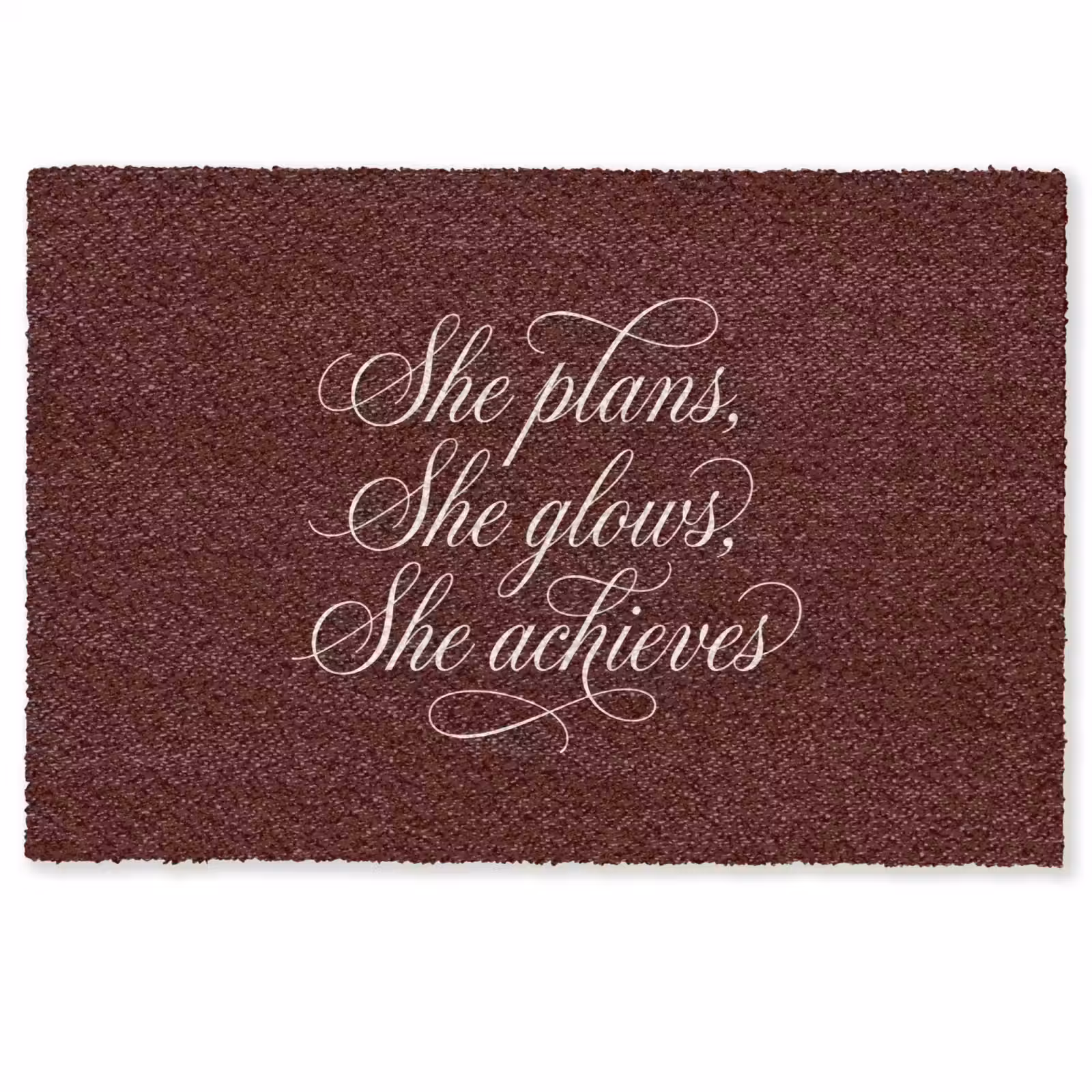 Deurmat - She plans she glows she achieves - Rood - Cursief — 1