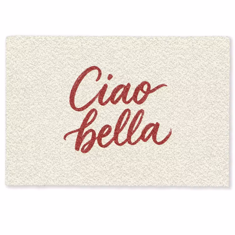 Deurmat - Ciao bella - Rood - Wit - Minimalistisch — 1