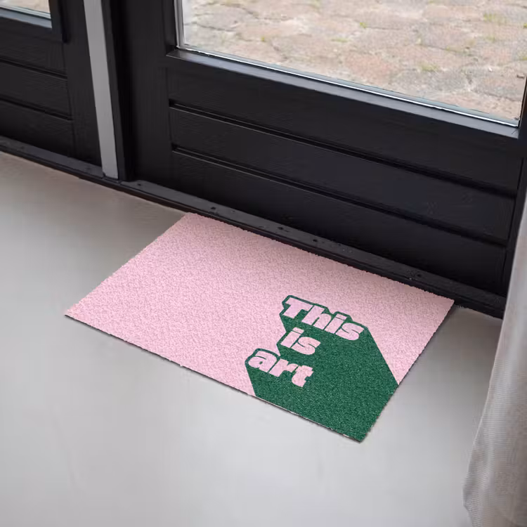 Deurmat - Groen - Teskt - This is art - Roze — 2
