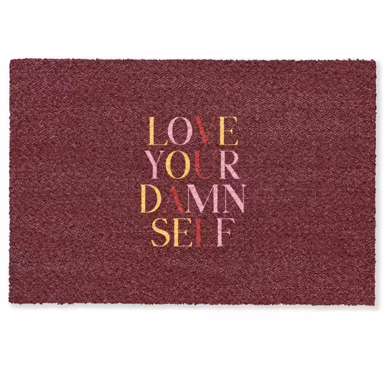 Deurmat - Love your damn self - Kleurrijk - Bordeaux — 1