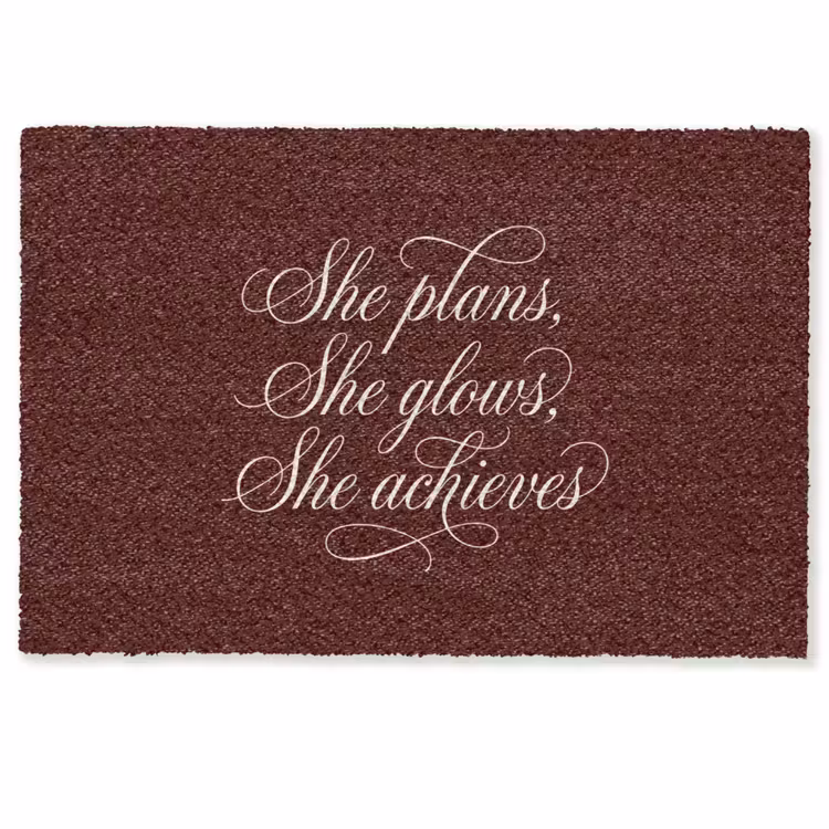Deurmat - She plans she glows she achieves - Rood - Cursief — 1