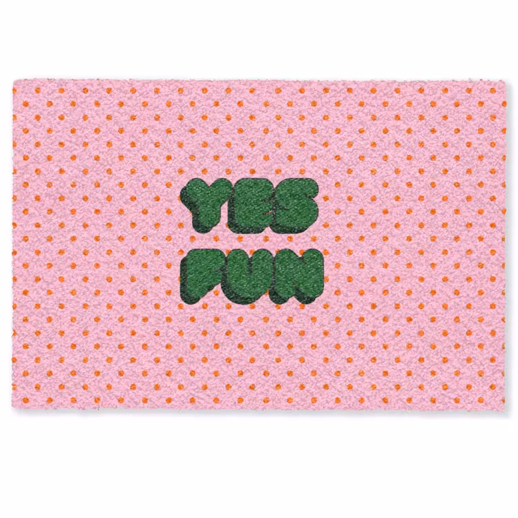 Deurmat - Yes fun - Groen - Roze - Stippen — 1