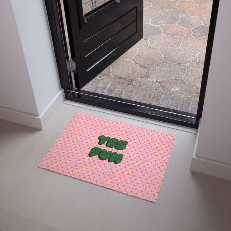 Deurmat - Yes fun - Groen - Roze - Stippen — 4