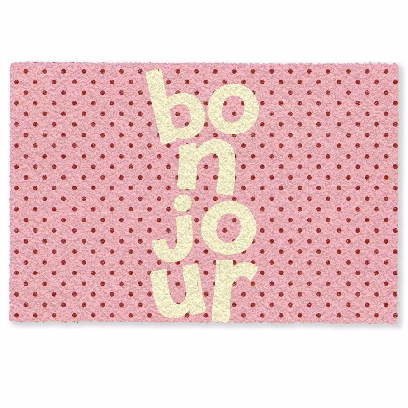Deurmat - Bonjour - Stippen - Roze- Geel — 1