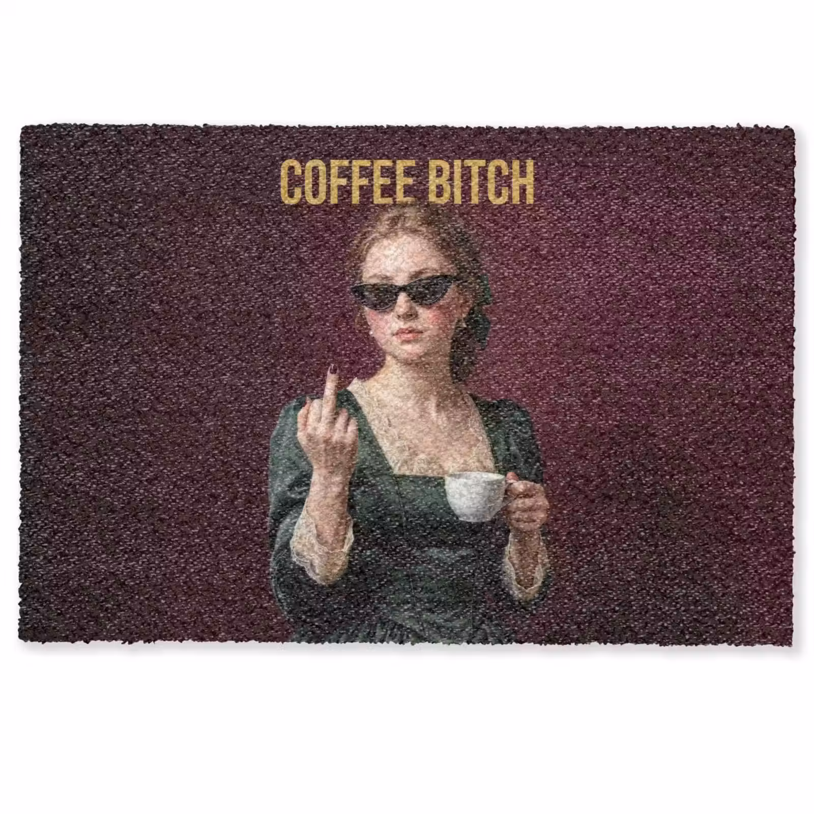 Deurmat - Koffie - Vrouw - Middelvinger — 1