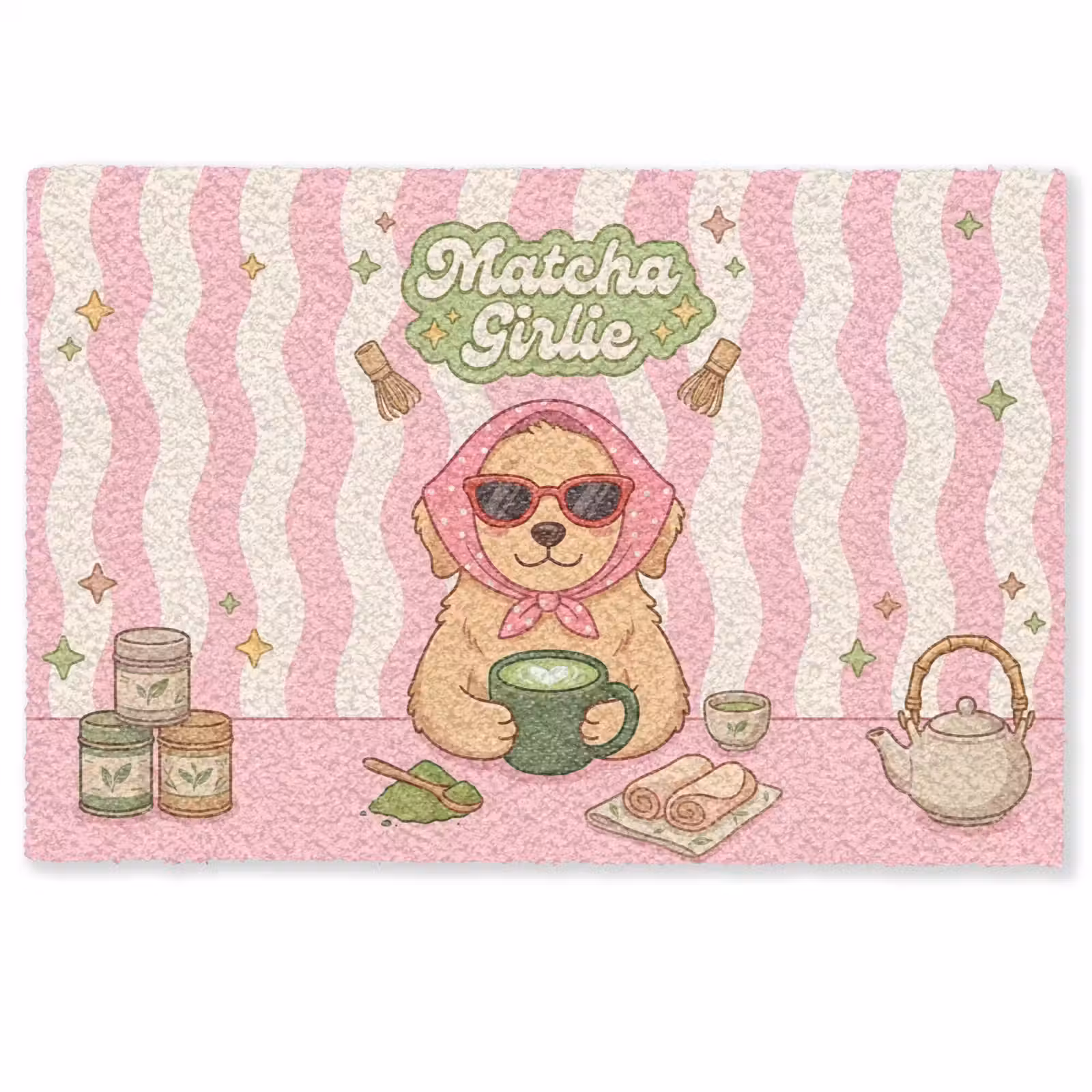 Deurmat - Matcha - Hond - Roze - Groen — 1