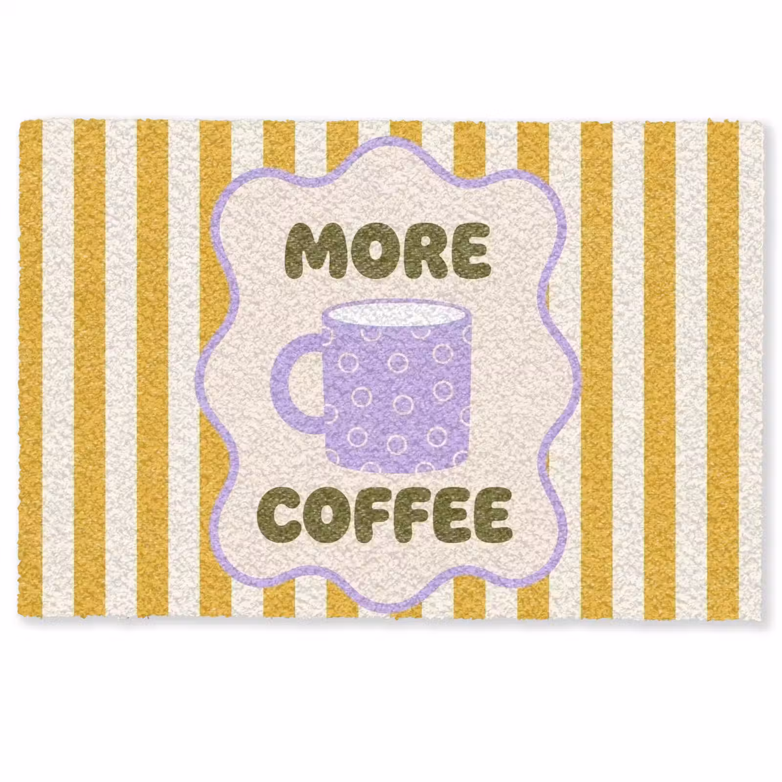 Deurmat - More coffee - Geel - Paars - Strepen - Mok — 1