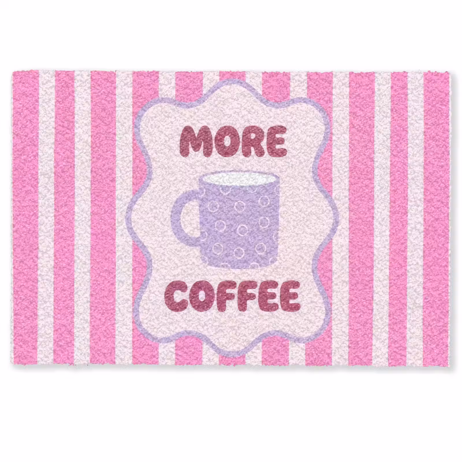 Deurmat - More coffee - Roze - Paars - Strepen - Mok — 1