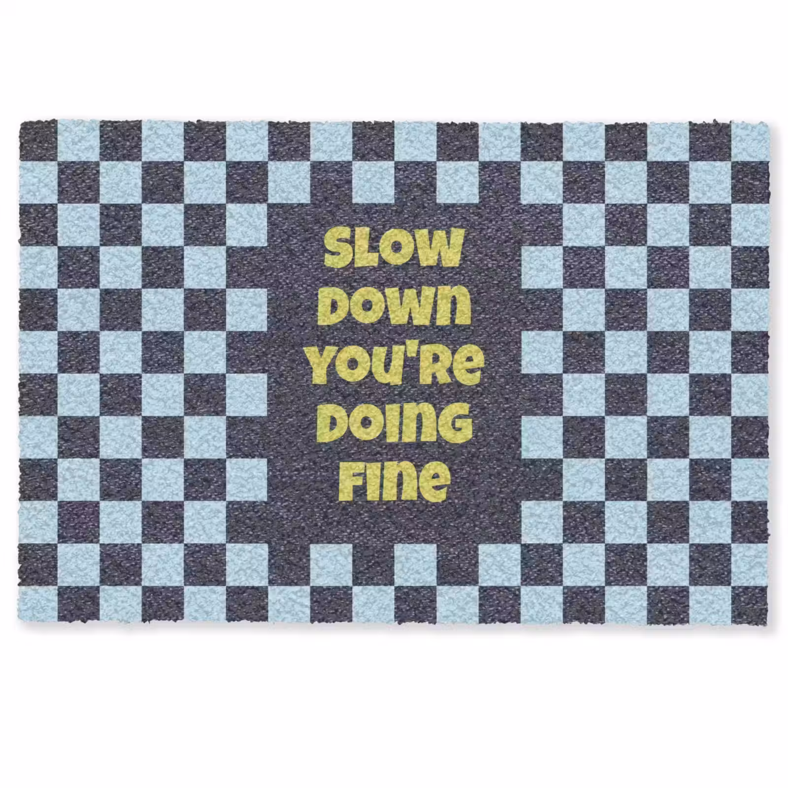 Deurmat - Patroon - Geblok - Blauw - Slow down you're doing fine — 1