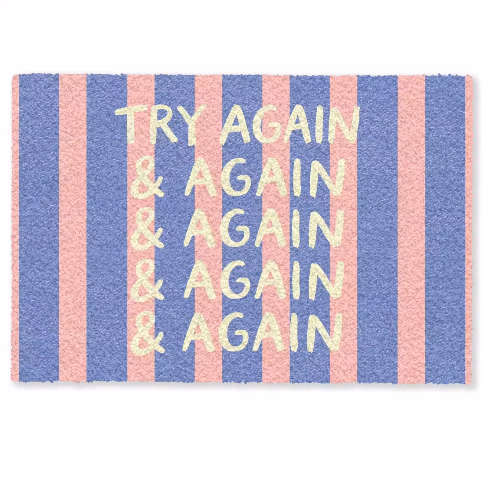 Deurmat - Try again - Strepen - Roze - Verticaal - Blauw — 1