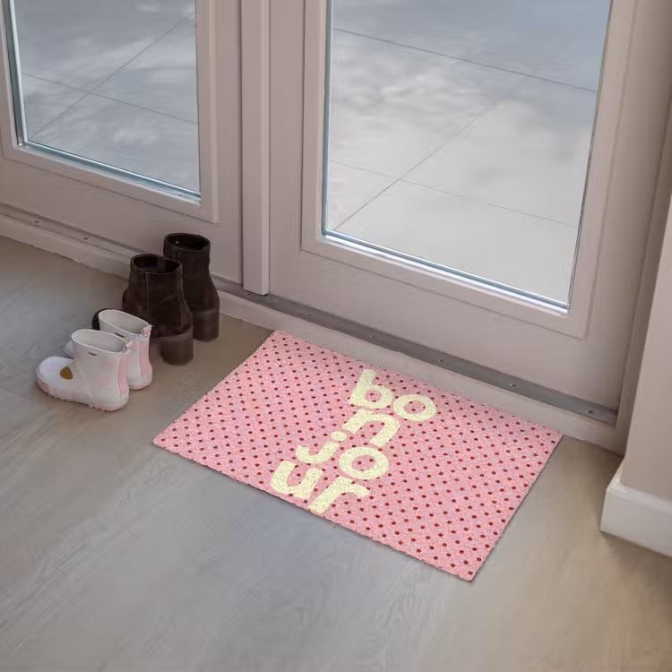 Deurmat - Bonjour - Stippen - Roze- Geel — 8