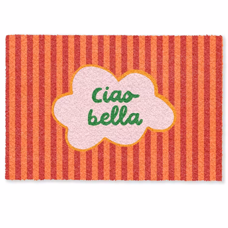 Deurmat - Ciao bella - Tekstwolk - Strepen - Oranje — 1