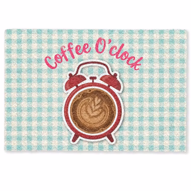 Deurmat - Koffie - Klok - Groen — 1