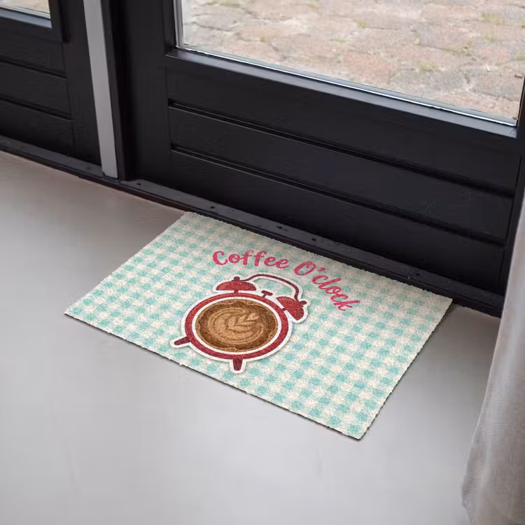 Deurmat - Koffie - Klok - Groen — 2