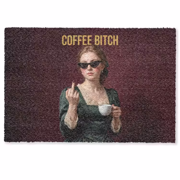 Deurmat - Koffie - Vrouw - Middelvinger — 1