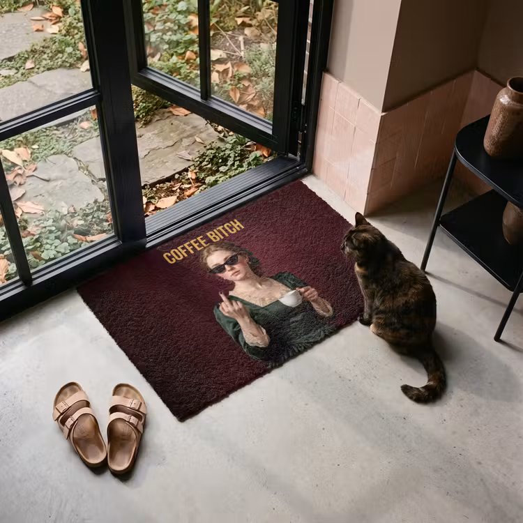 Deurmat - Koffie - Vrouw - Middelvinger — 2