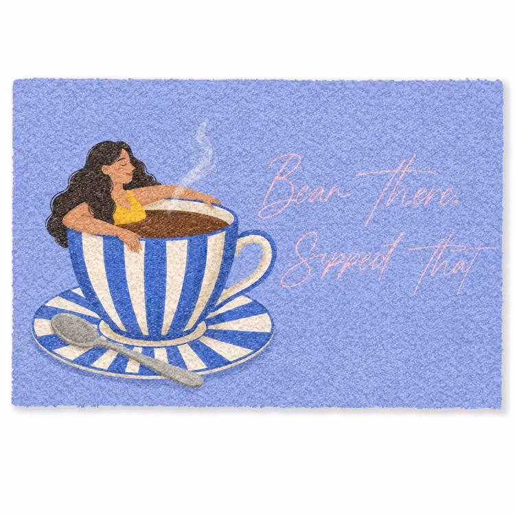 Deurmat - Mok - Koffie - Vrouw - Paars — 1