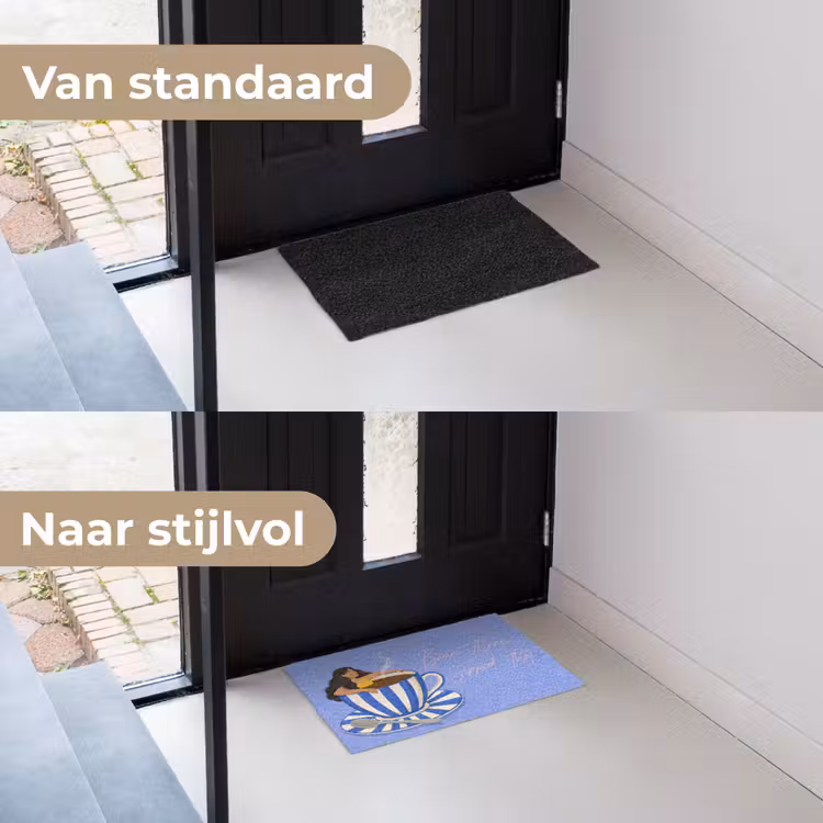 Deurmat - Mok - Koffie - Vrouw - Paars — 3