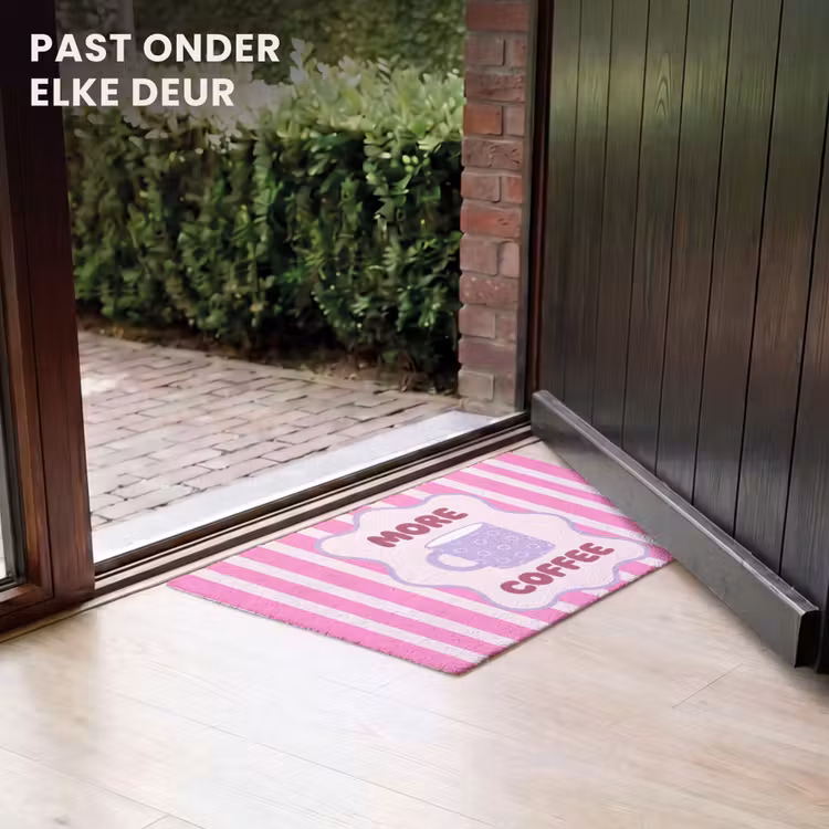 Deurmat - More coffee - Roze - Paars - Strepen - Mok — 7