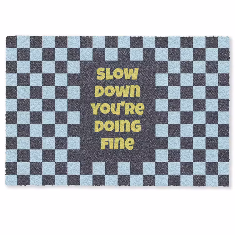 Deurmat - Patroon - Geblok - Blauw - Slow down you're doing fine — 1