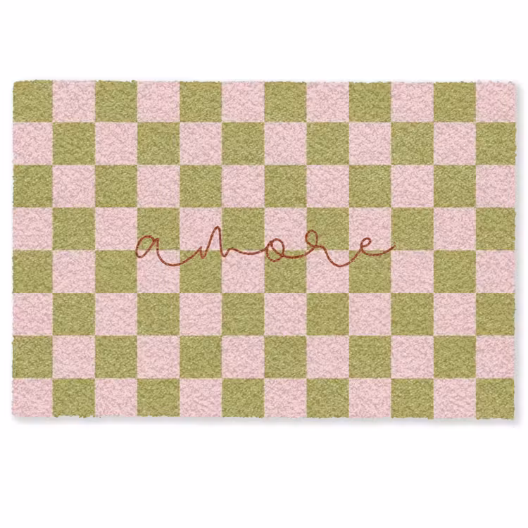 Deurmat - Patroon - Geblokt - Olijfgroen - Amore — 1