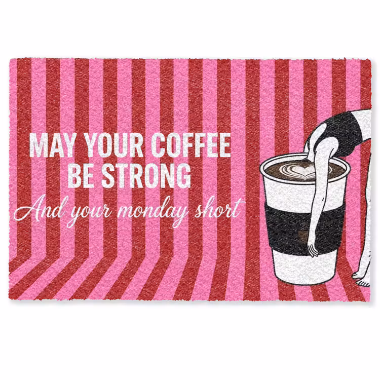 Deurmat - Roze - Strepen - Koffie - Maandag — 1