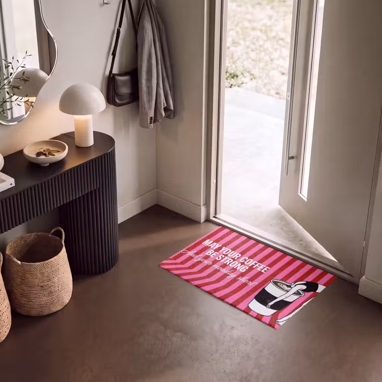 Deurmat - Roze - Strepen - Koffie - Maandag — 8