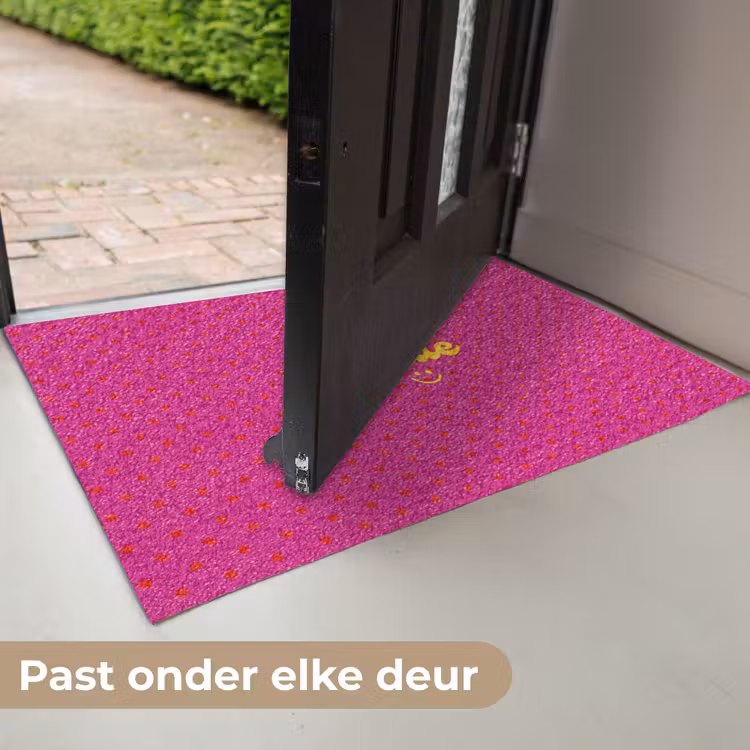 Deurmat - Smile - Stippen - Geel - Smiley - Roze — 7