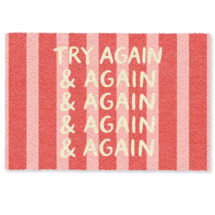 Deurmat - Strepen - Rood - Try again — 1