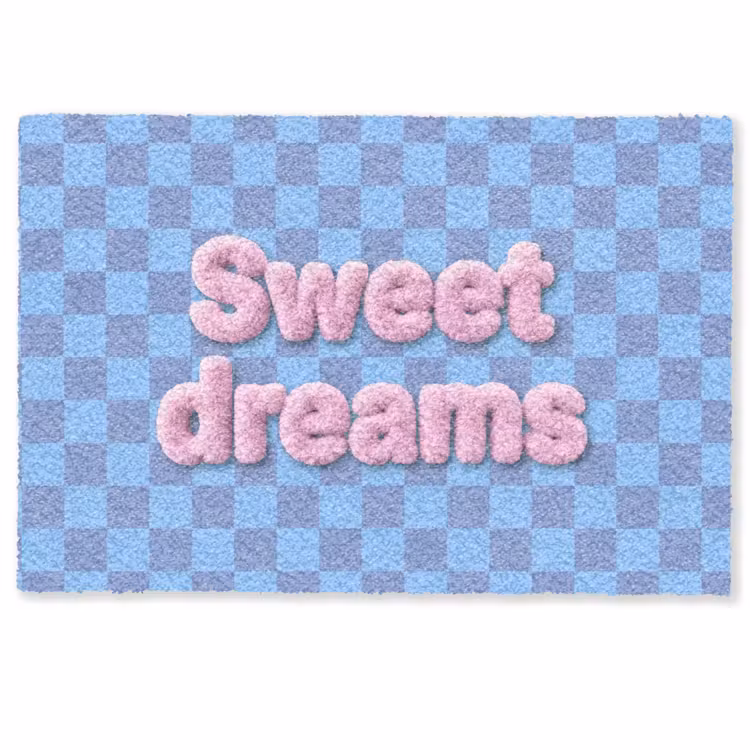 Deurmat - Sweet dreams - Vierkanten - Roze - Blauw — 1