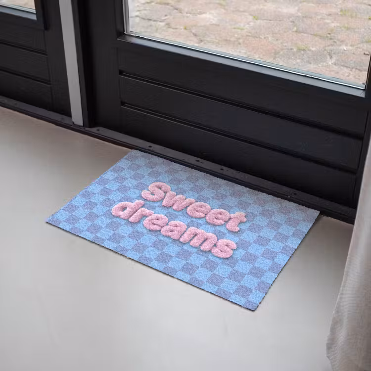 Deurmat - Sweet dreams - Vierkanten - Roze - Blauw — 2